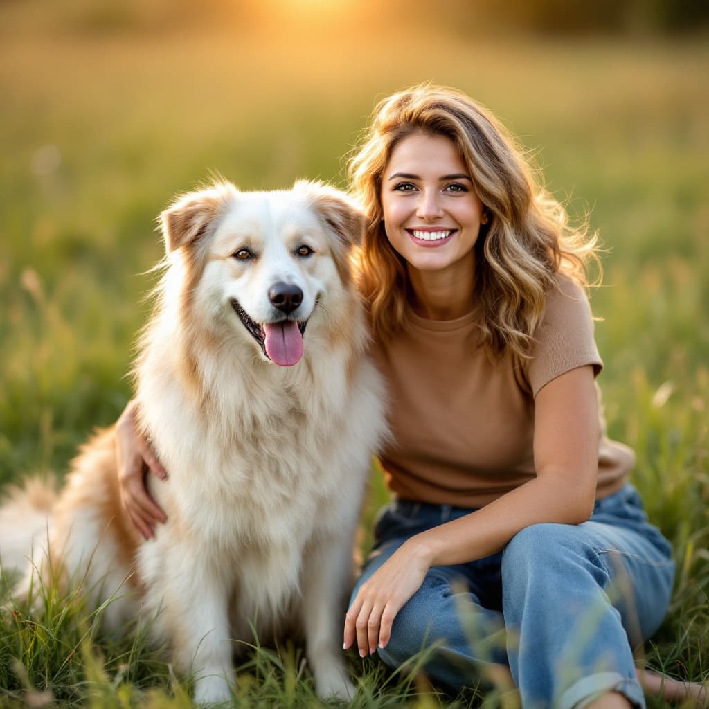 photo of a happy pet owner with her dog